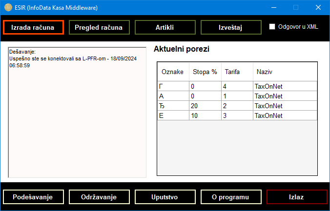 Esir 2.0 main menu